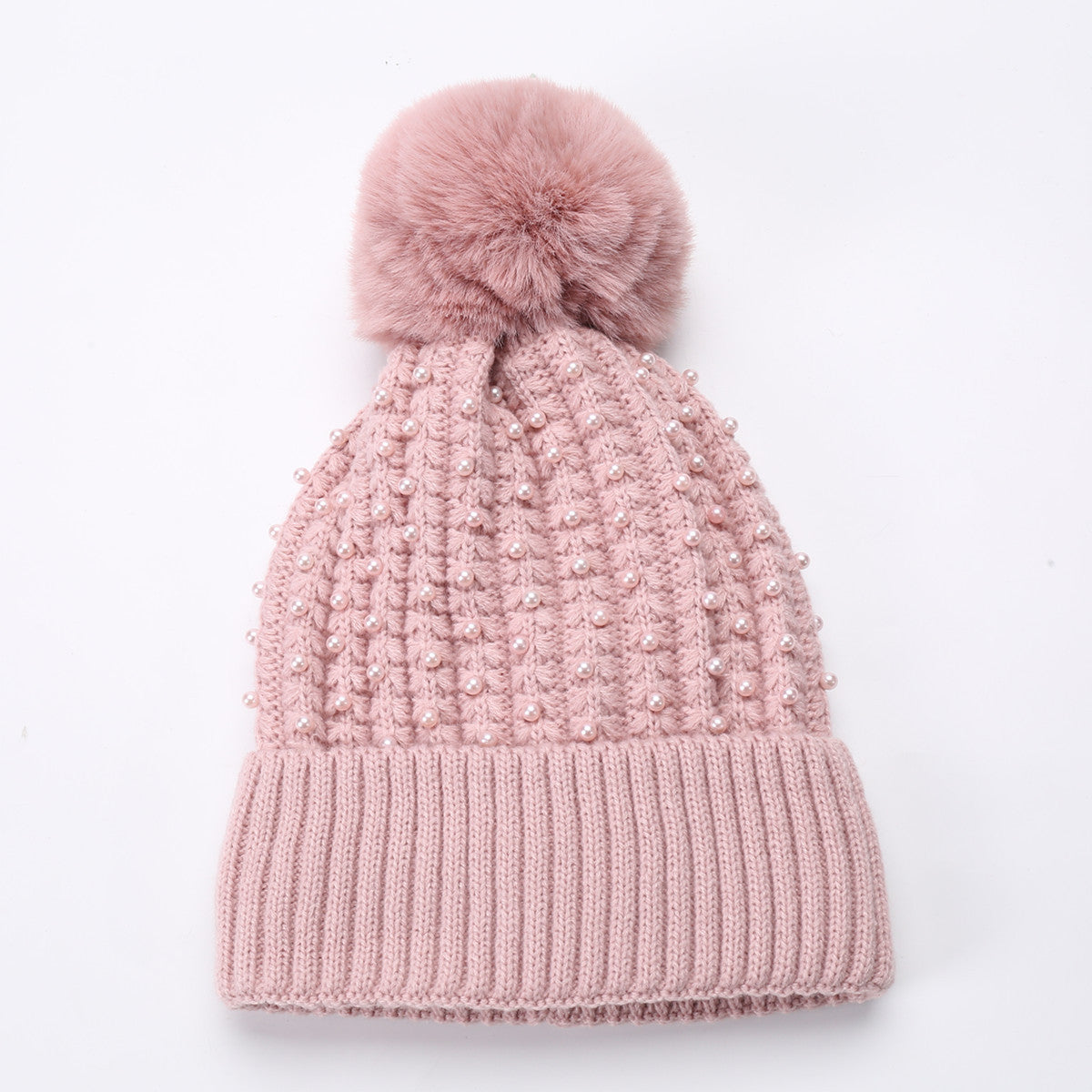 Women knitted hat with pearl design