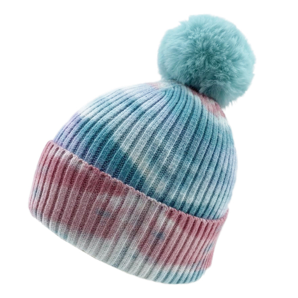 Winter tie dye color knitted hats