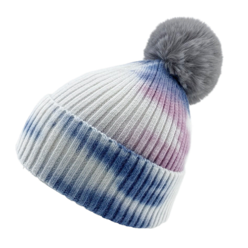 Winter tie dye color knitted hats