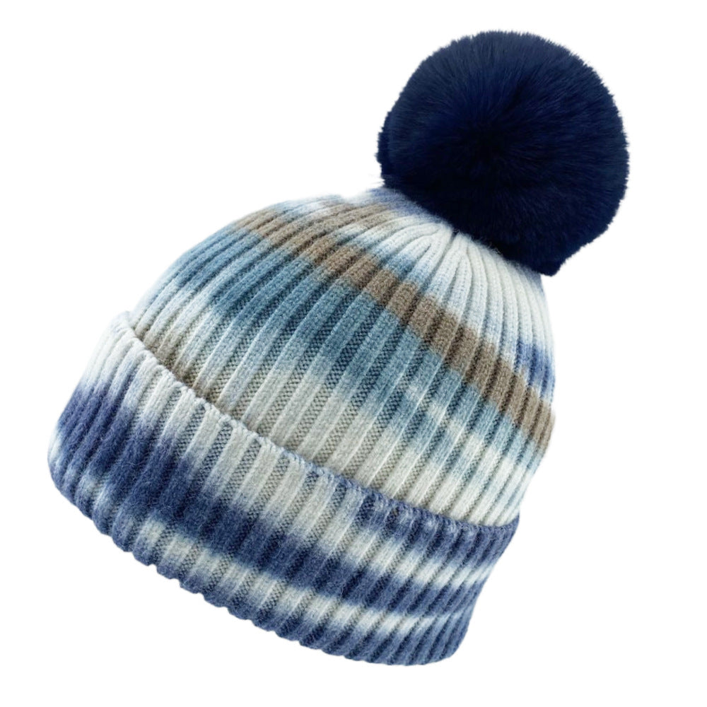 Winter tie dye color knitted hats