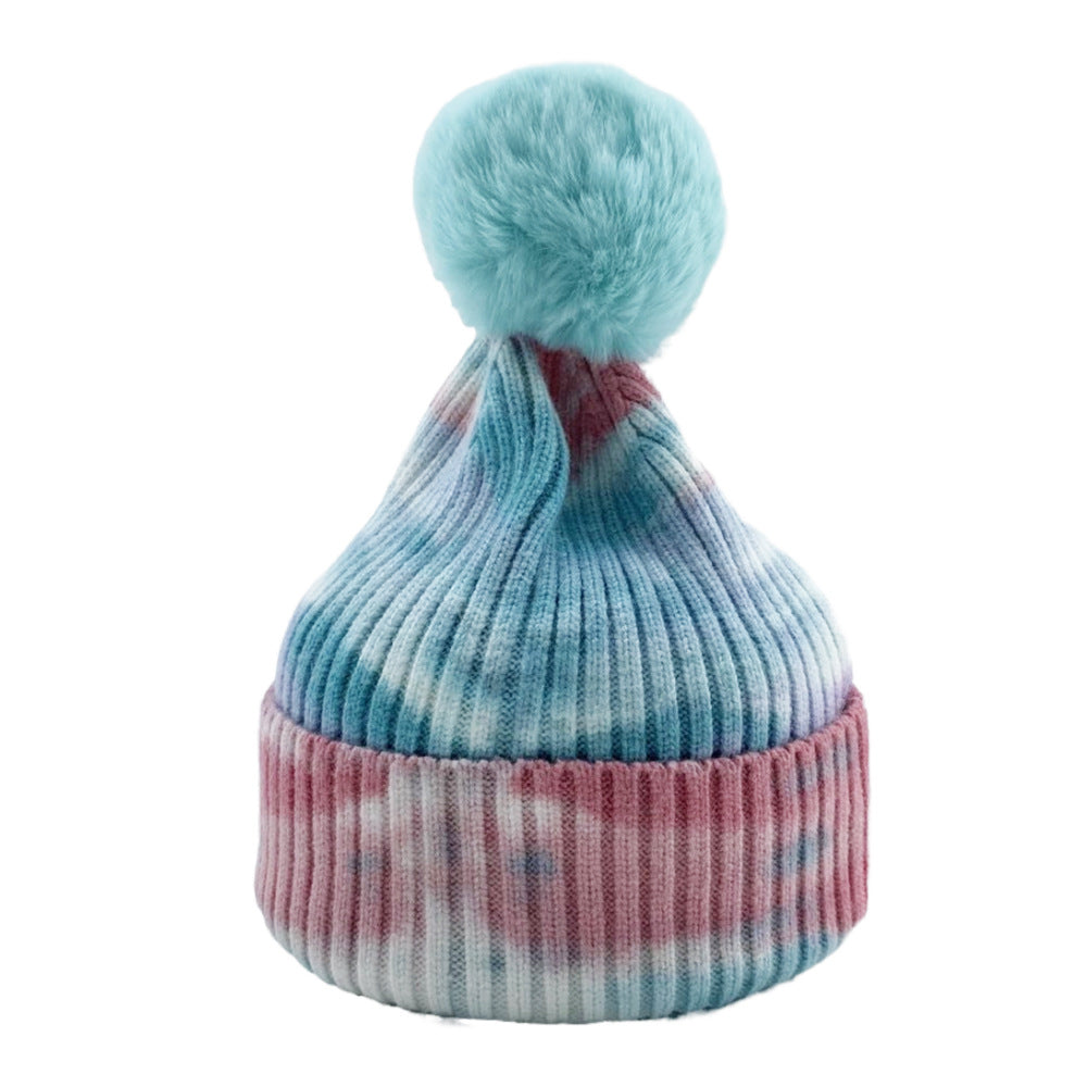 Roinbow color tie dye style knitted hats