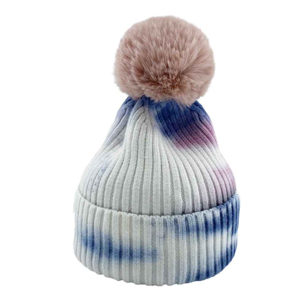 Roinbow color tie dye style knitted hats