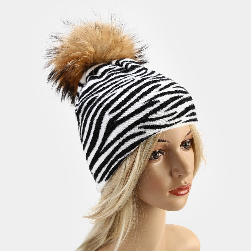 White and black pattern knitted hats