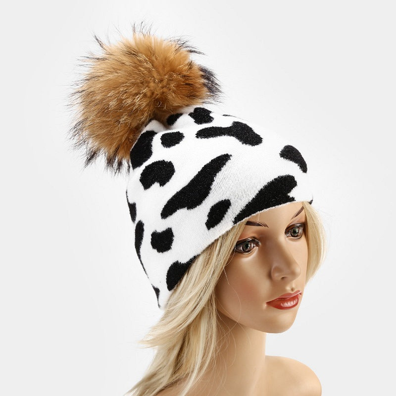 White and black pattern knitted hats