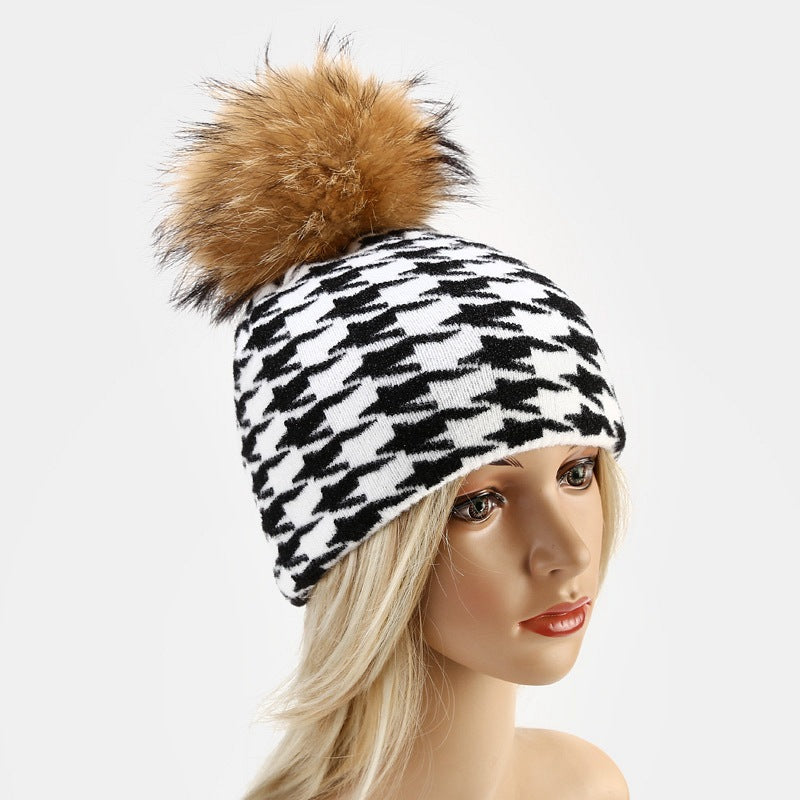 White and black pattern knitted hats