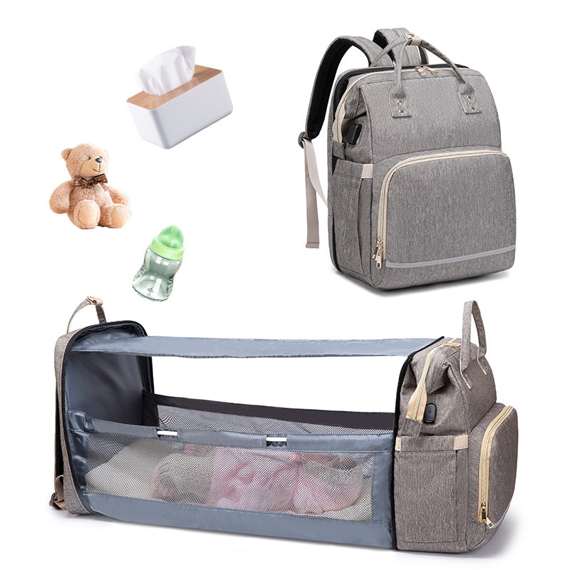 Durable quality grey color diaper backpack