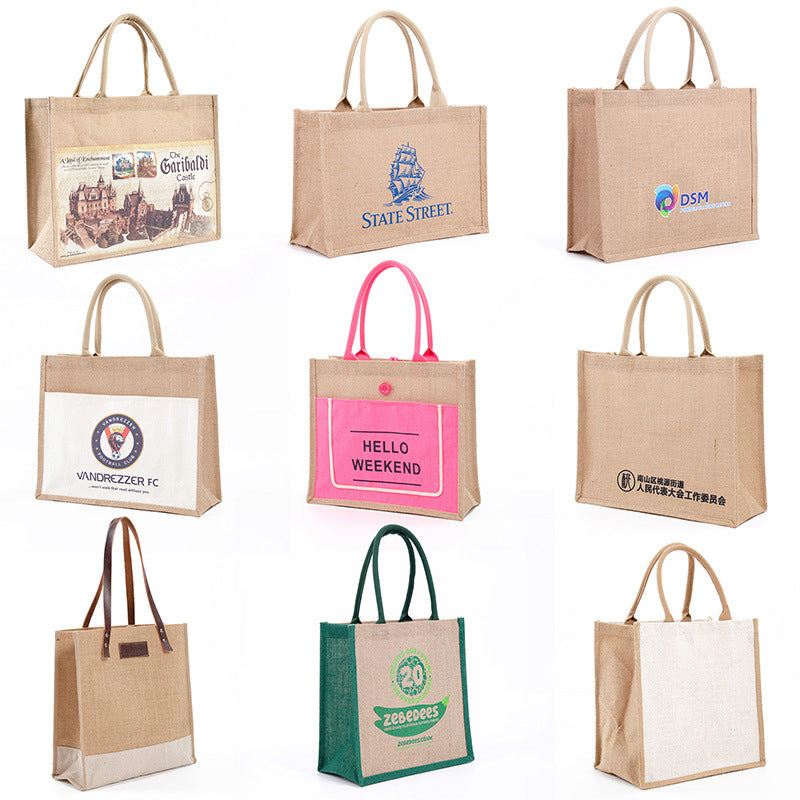 Yellow color jute materials shopping bags