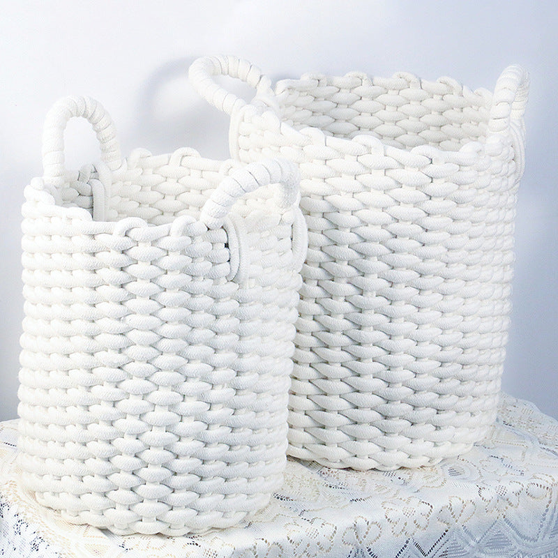 Round cotton rope storage basket