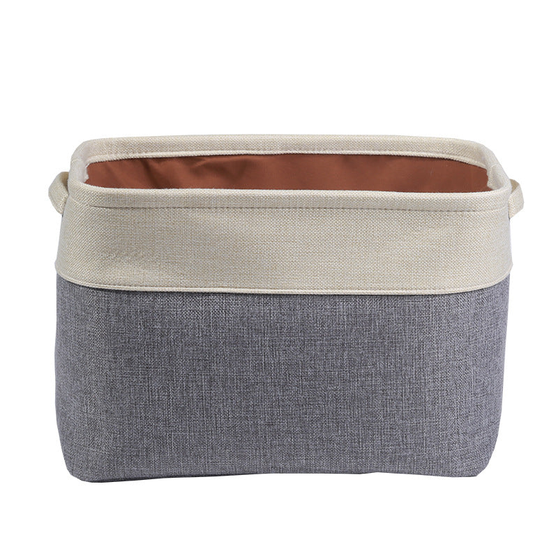 Double color cotton and linen storage basket