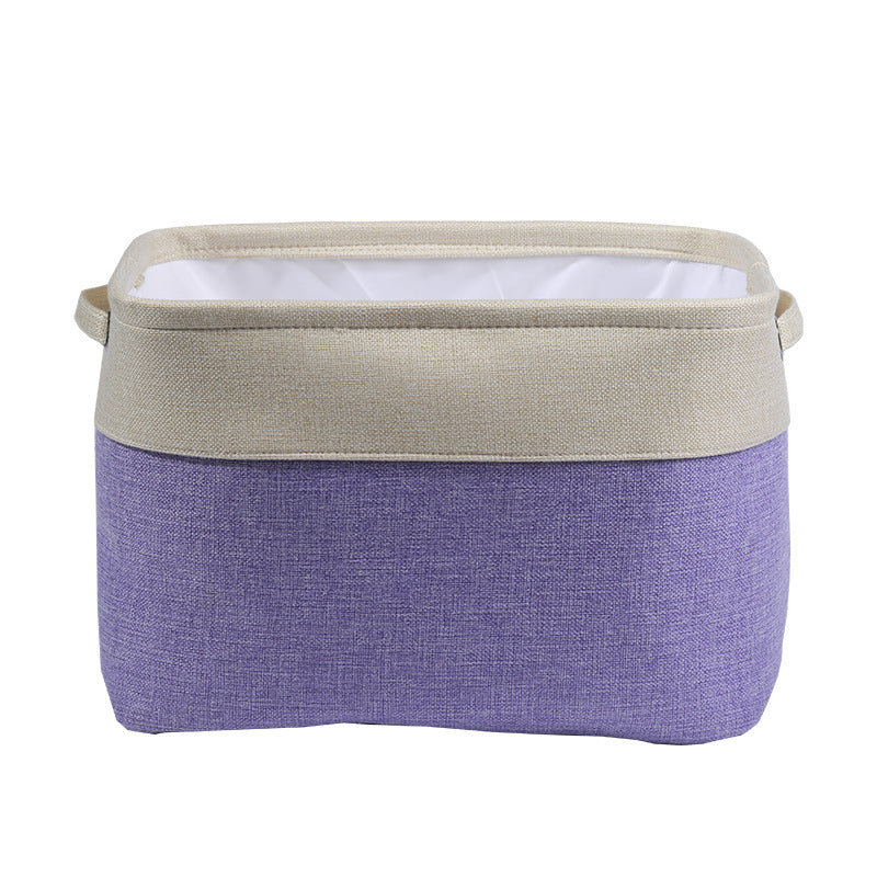 Double color cotton and linen storage basket