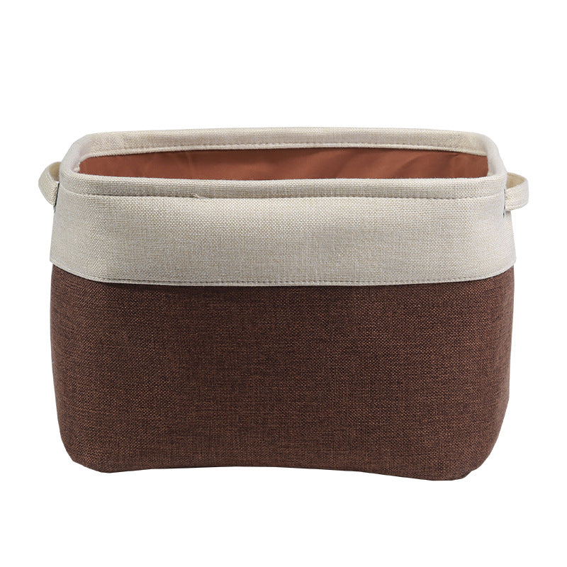 Double color cotton and linen storage basket