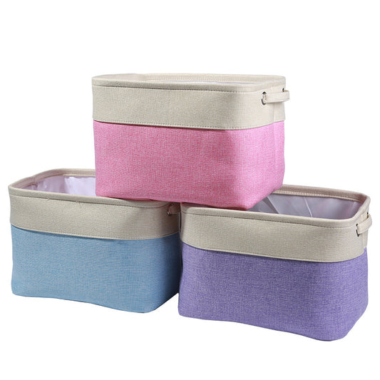 Double color cotton and linen storage basket