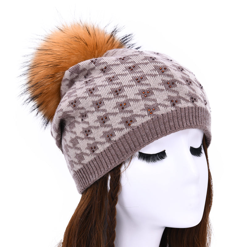 Houndstooth style knitted hats