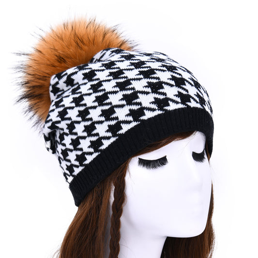 Houndstooth style knitted hats