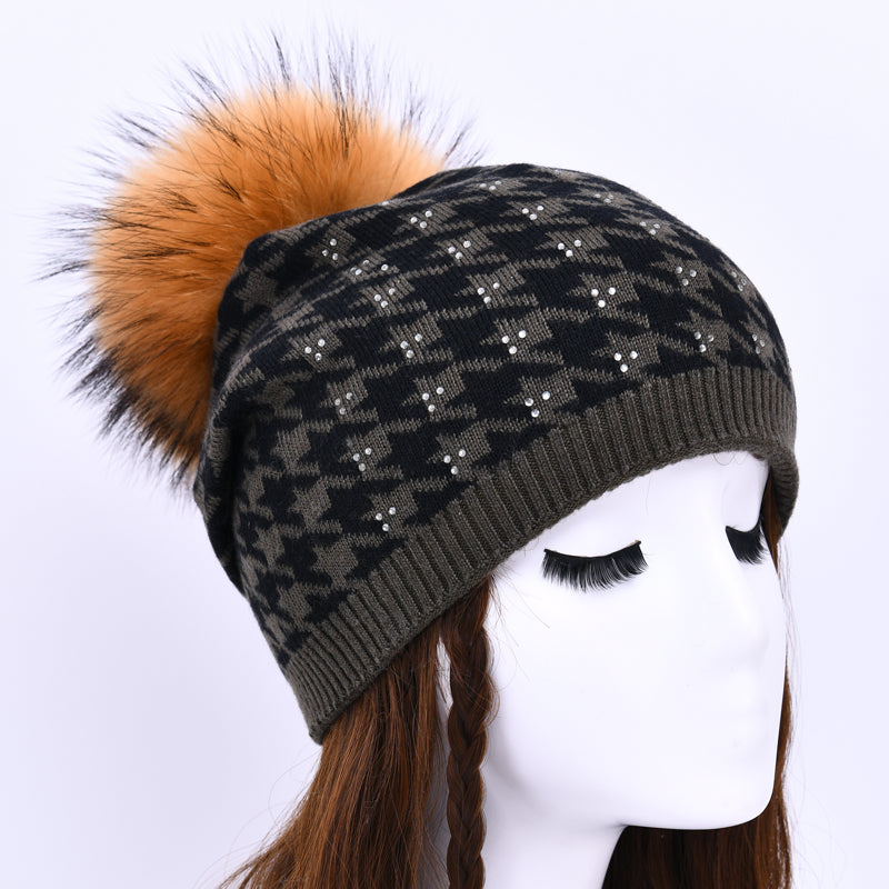 Houndstooth style knitted hats