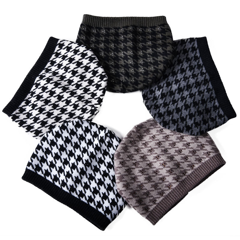 Houndstooth style knitted hats