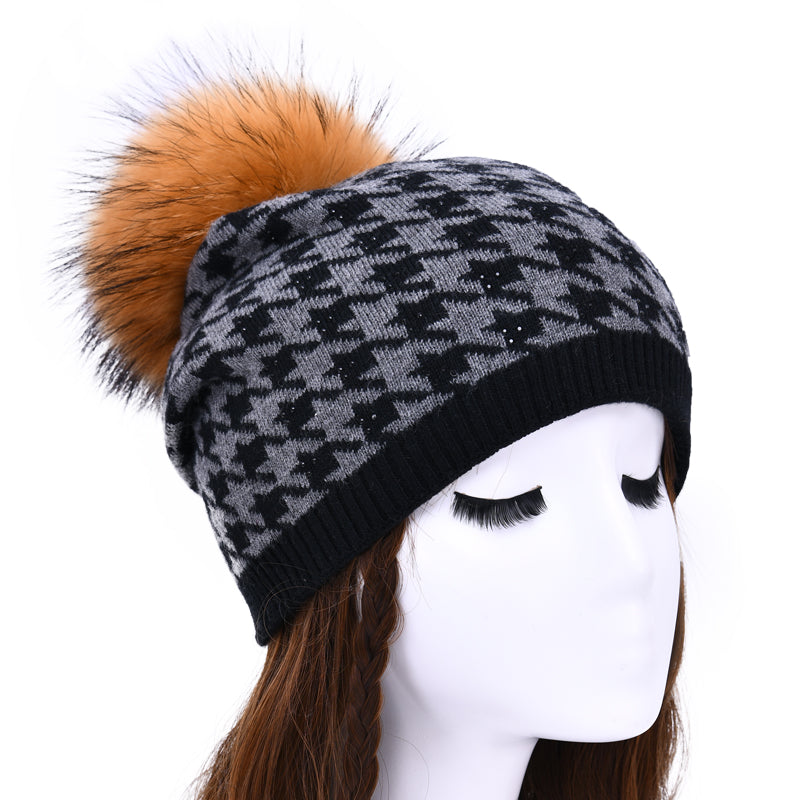 Houndstooth style knitted hats