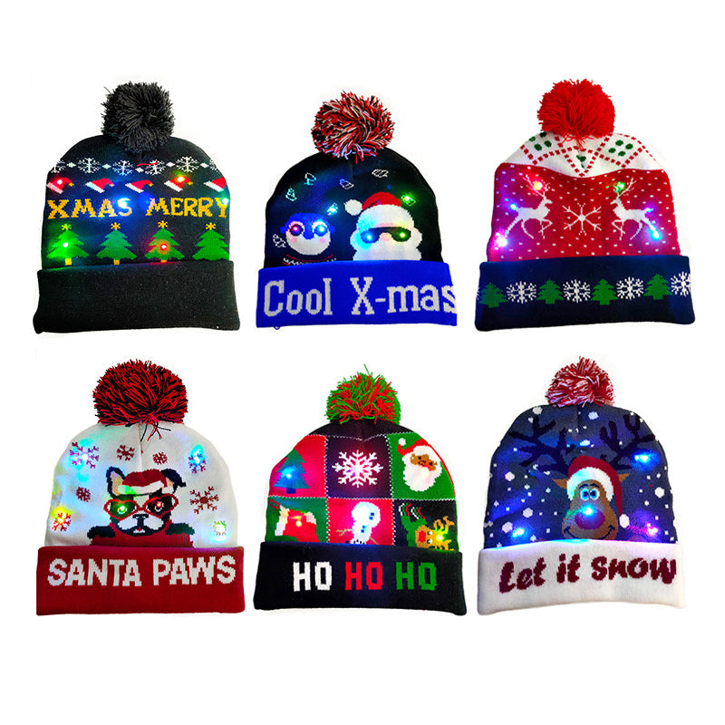 LED flashing light knitted hats