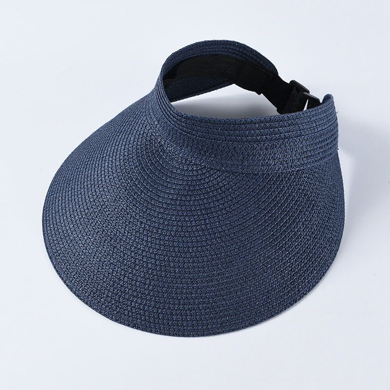 100% Foldable raffia straw visor cap