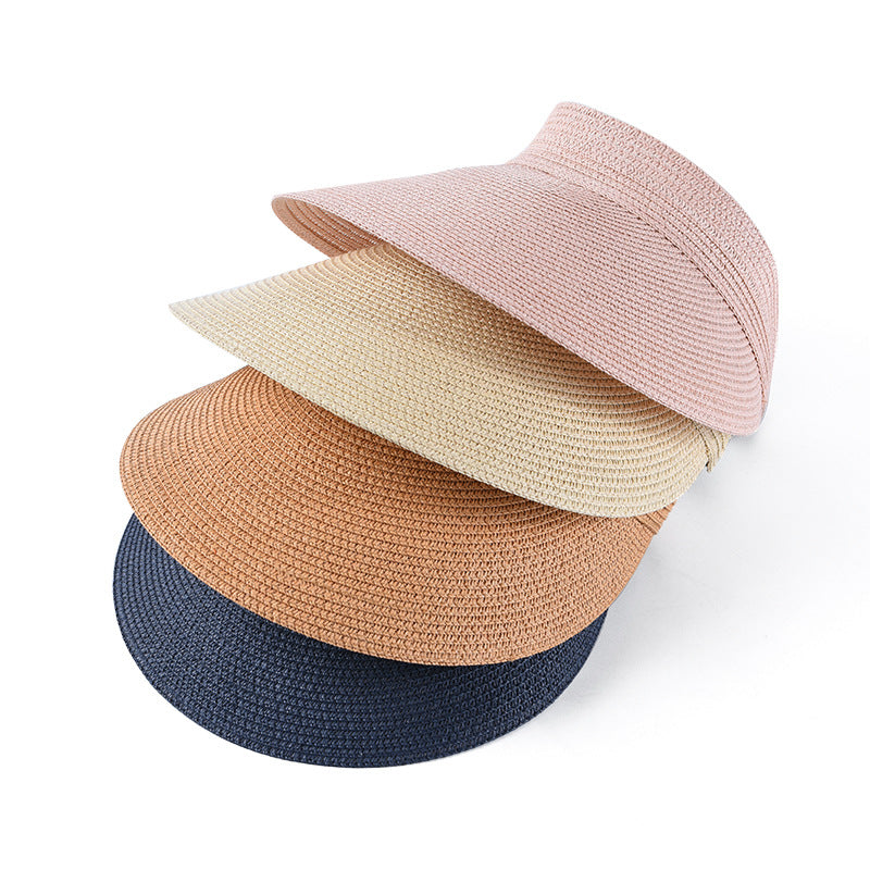 100% Foldable raffia straw visor cap