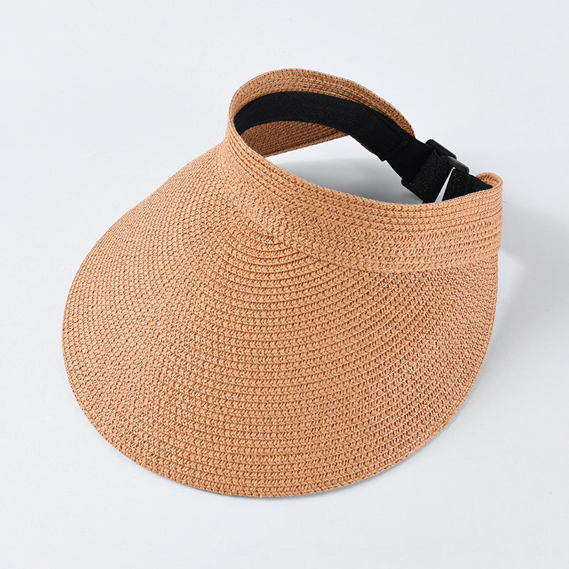 100% Foldable raffia straw visor cap