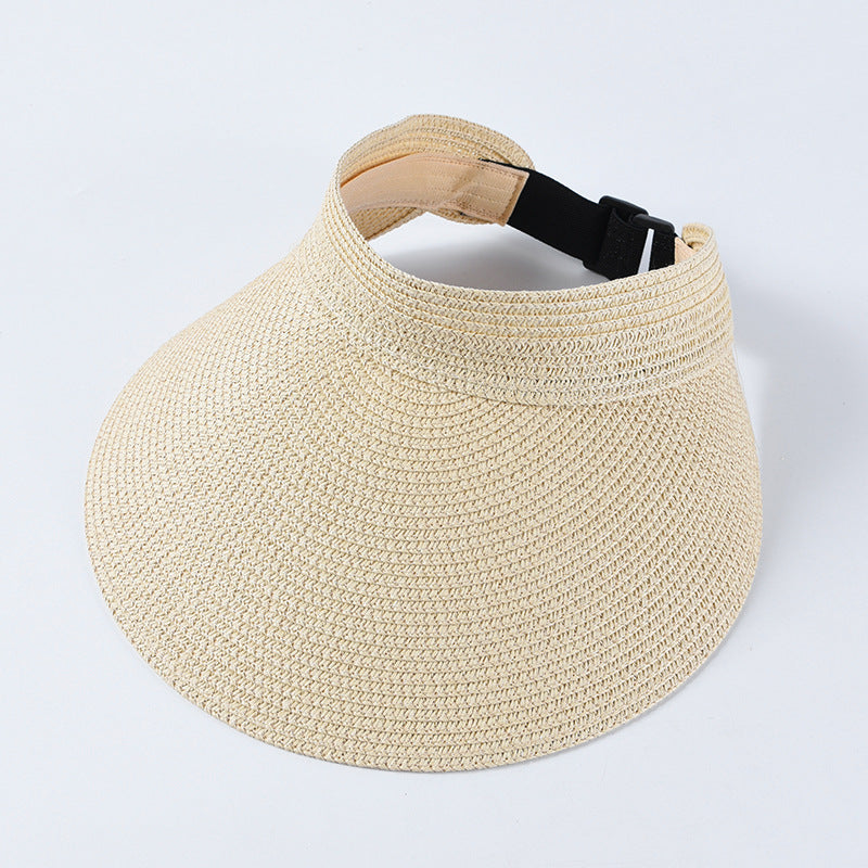 100% Foldable raffia straw visor cap