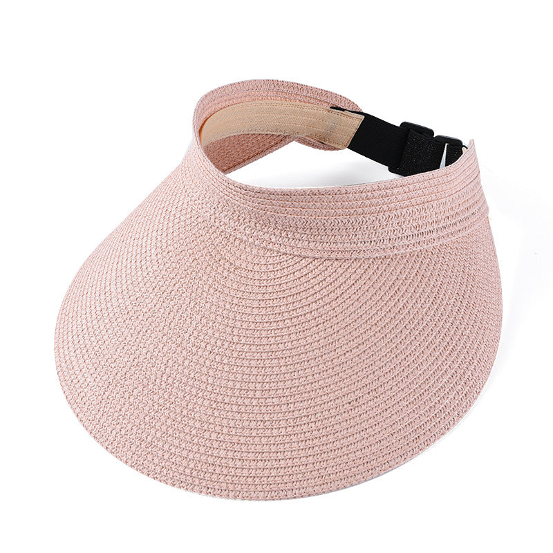 100% Foldable raffia straw visor cap