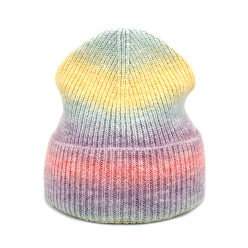 Rainbow color knitted hats