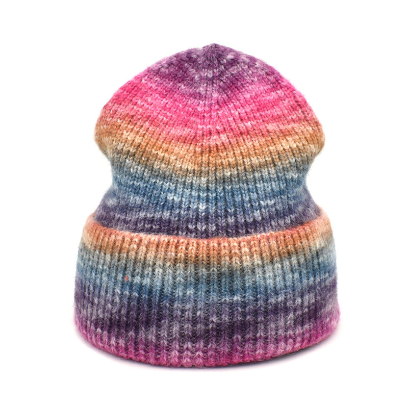 Rainbow color knitted hats