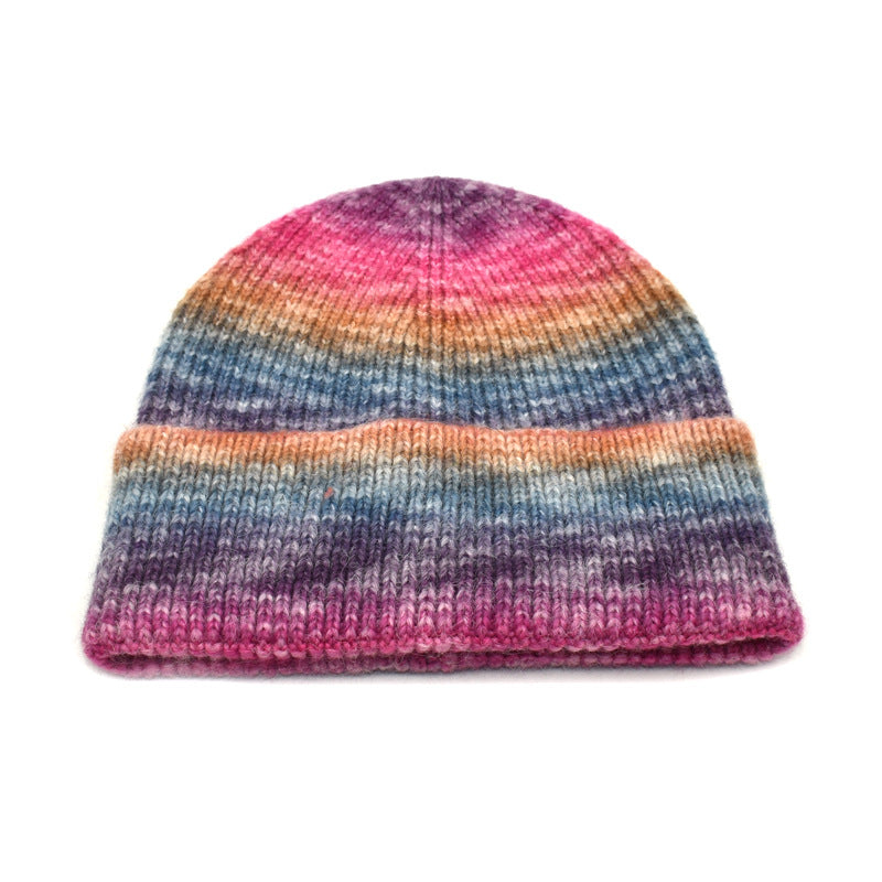 Fashion type rainbow style knitted hats