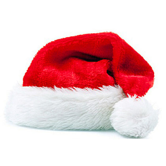 Plush red decorated christmas hat