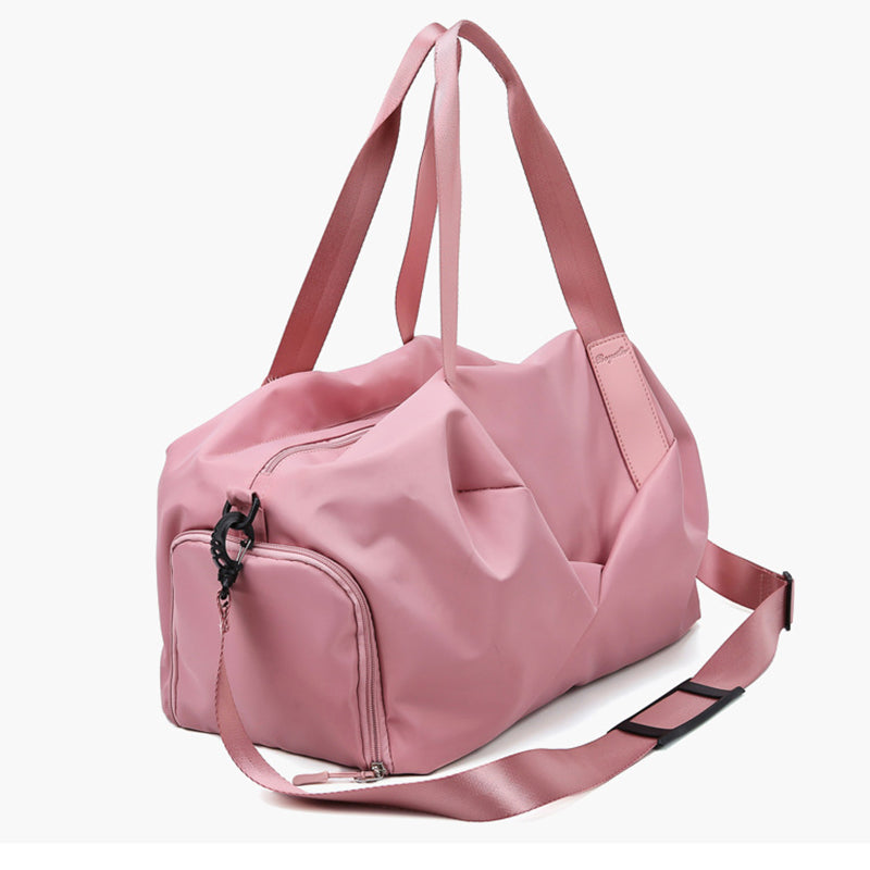 Pink color leather travel bags