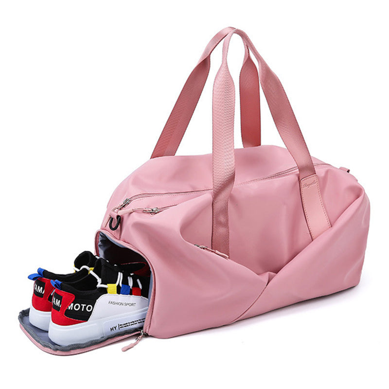 Pink color leather travel bags