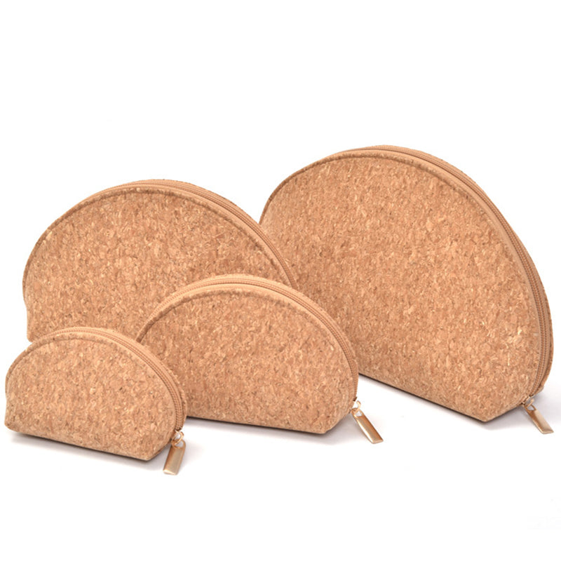 Shell shape cork materials zipper bags