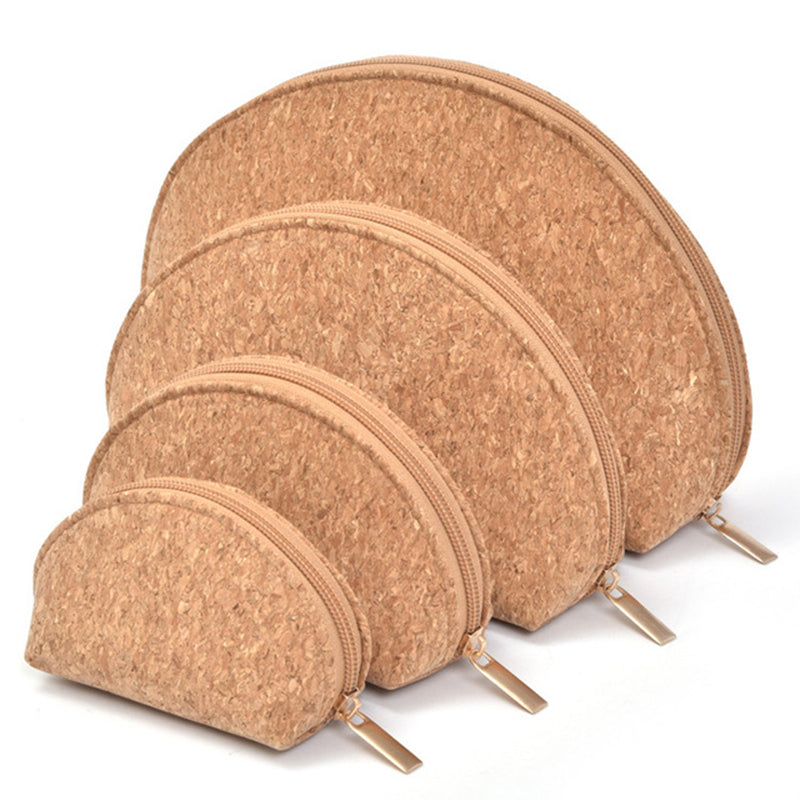 Shell shape cork materials zipper bags