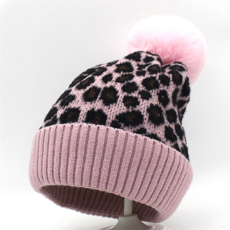 Leopard pattern knitted hats