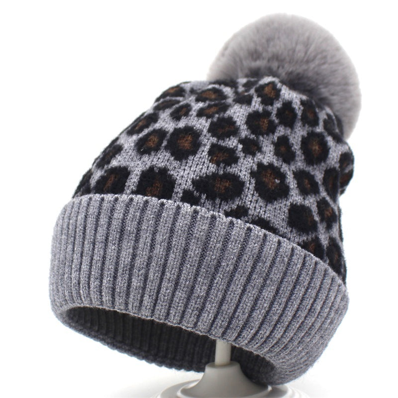 Leopard pattern knitted hats