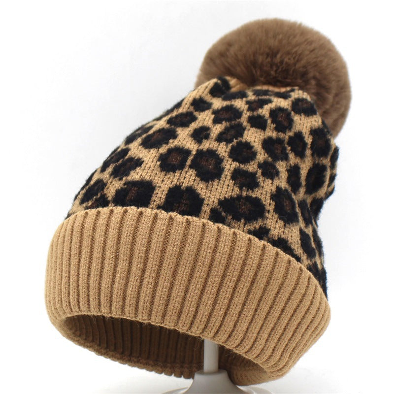 Leopard pattern knitted hats