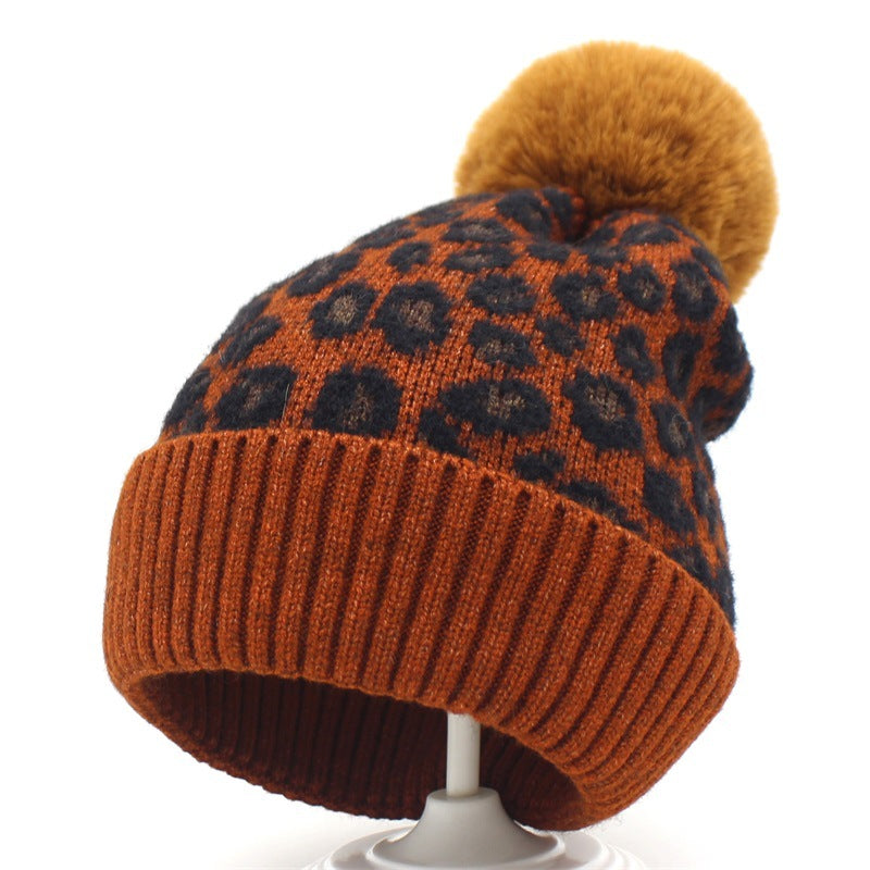 Leopard pattern knitted hats