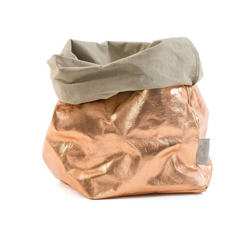 Metallic color washable kraft paper storage bags