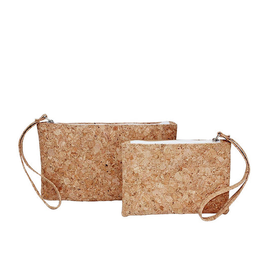 Soft cork materials zipper bags for lady