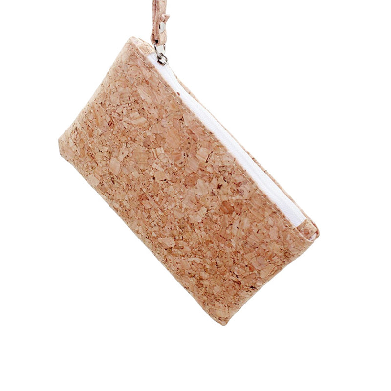 Soft cork materials zipper bags for lady