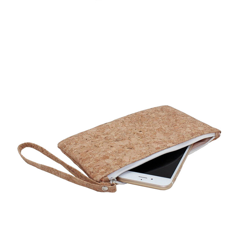 Soft cork materials zipper bags for lady