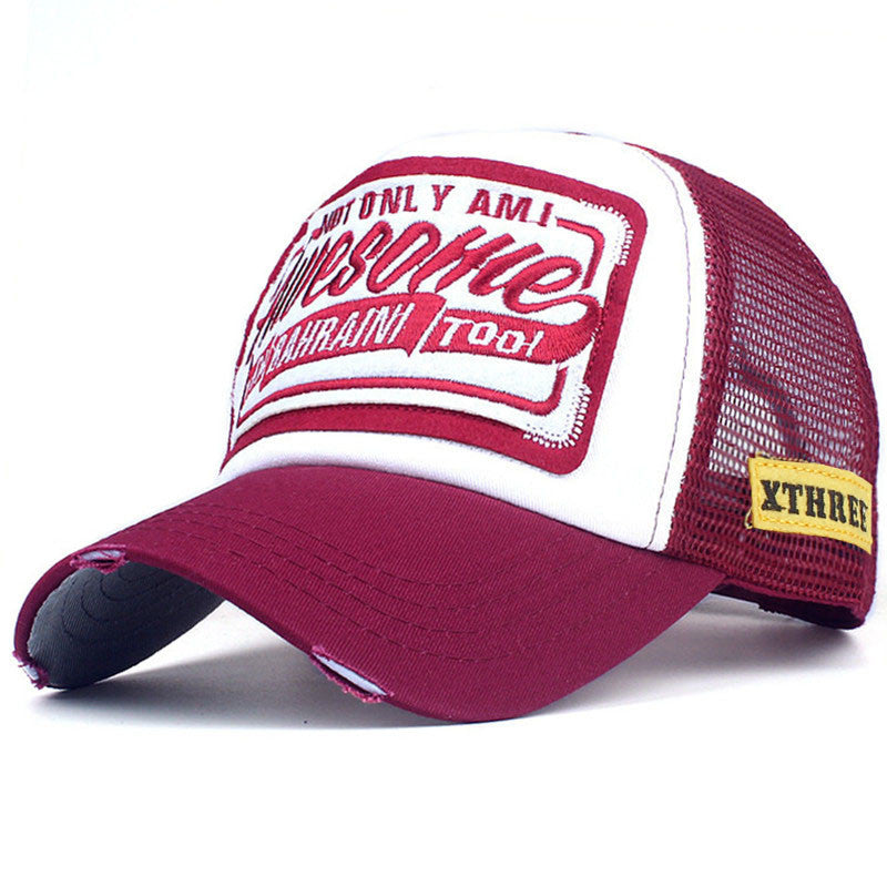 Mesh design baseball cap with embroidery logo