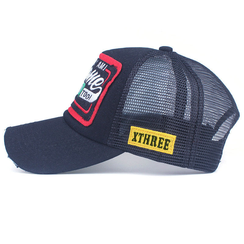 Mesh design baseball cap with embroidery logo